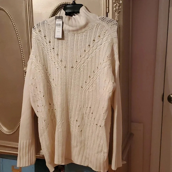 BCBG MAXAZRIA SEQUIN LONG SLEEVE SWEATER - Picture 2 of 4
